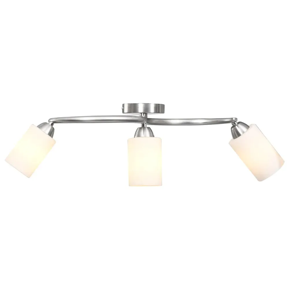 Socle en céramique Plafonnier avec abat-jour en verre 3 ampoules E14 Blanc Cône