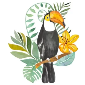 Autocollant repositionnable Adhésif décoratif Mural Toucan aquarelle