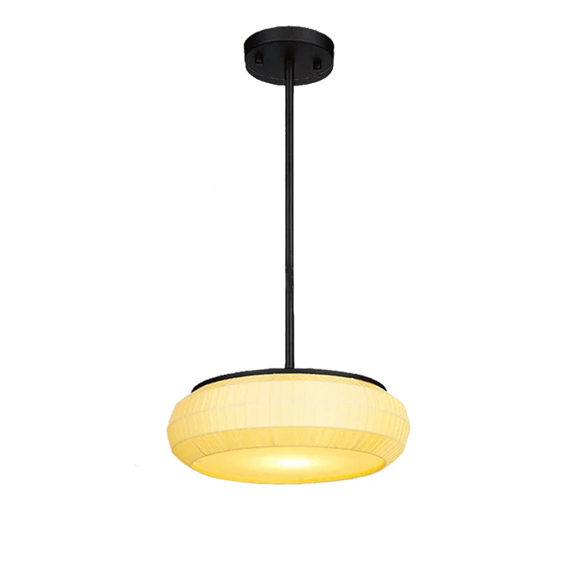 1-flammige Hänge-Deckenleuchte mit rundem Stoffschirm, klassische Wohnzimmer-Pendelleuchte Weiß, 16"/19,5" breit pour fête...