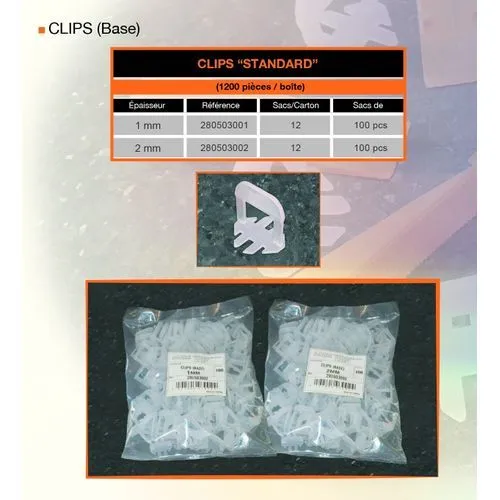ACEMC Clips Bases 1MM - Sac 100pcs pour fondations