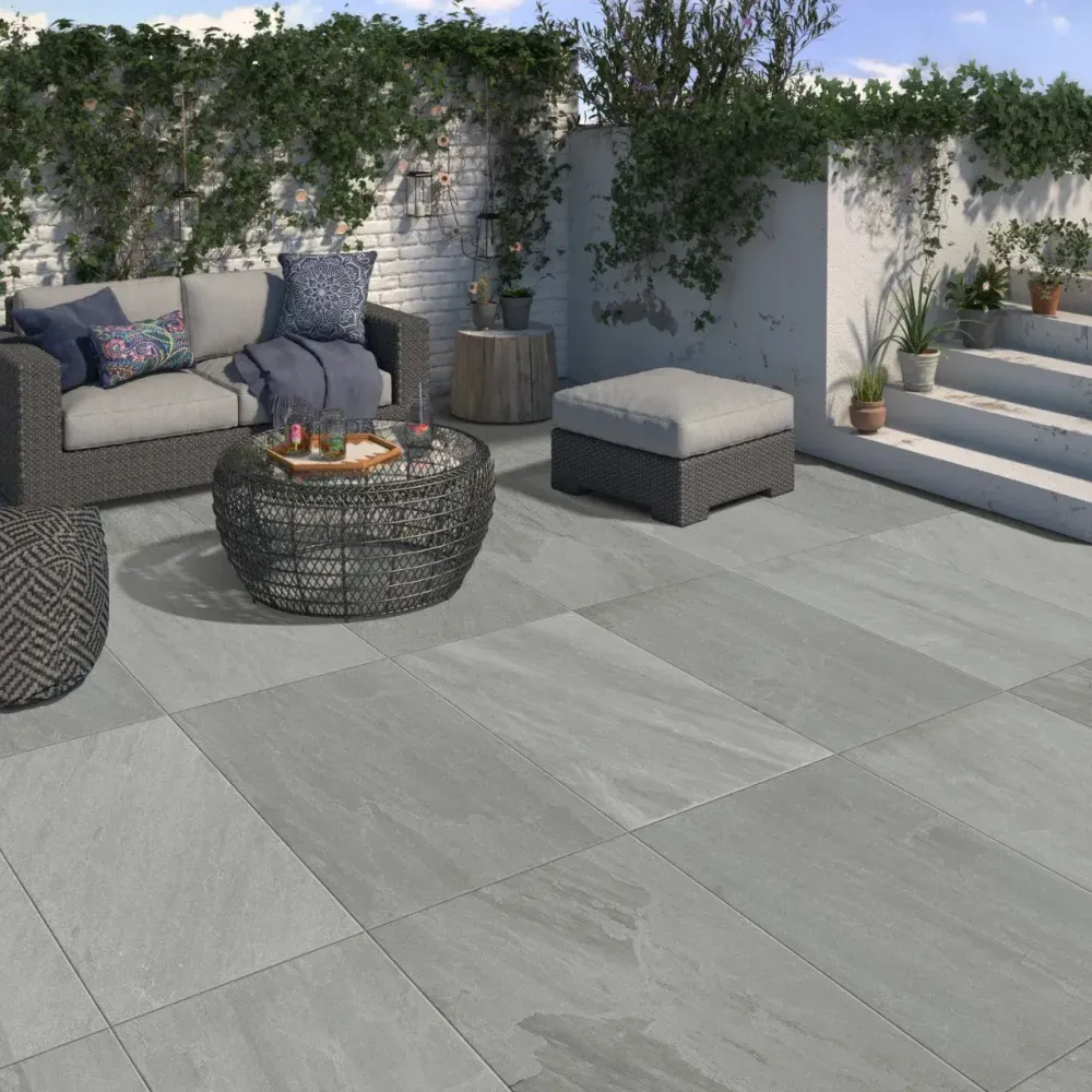 Carrelage extérieur effet pierre KANDLA GREY - 90 x 60 x 2 cm