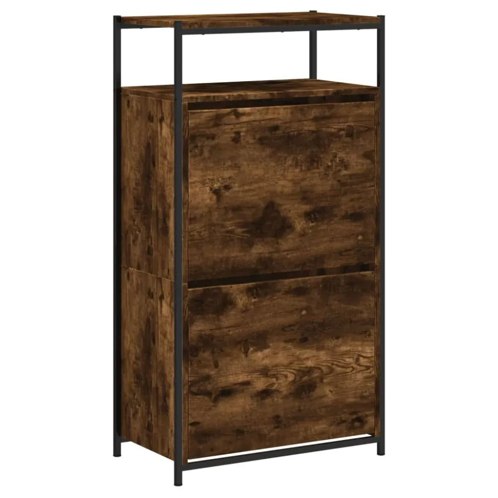 Armoire à chaussures range chaussures rangement meuble entrée couloir salon 60 x 34 x 112 cm bois d'ingénierie brun 02_002...