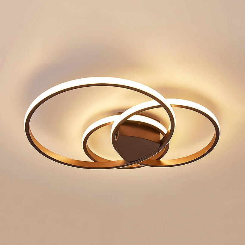 14"/19"/21,5" Duo anneaux Chambre à coucher Plafonnier Acrylique LED Simplicité Marron Plafonnier Luminaire en lumière cha...