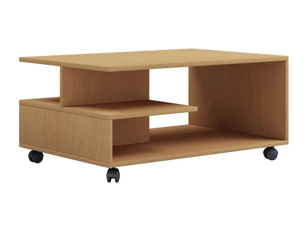 Support d'étagère Stango Table basse avec 5 étagères, imitation hêtre.