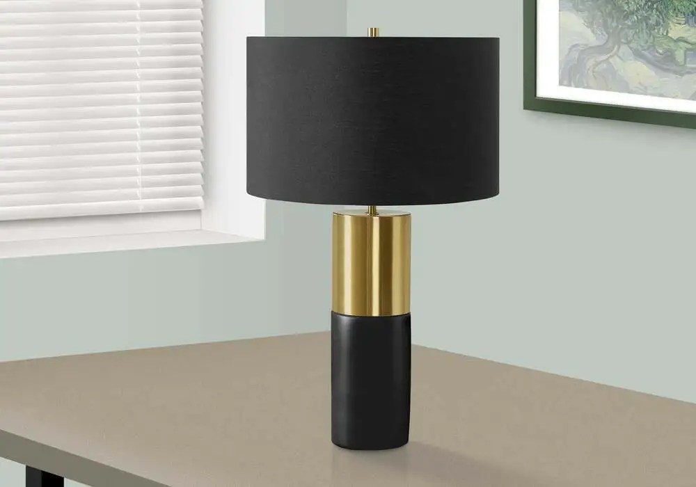 éClairage - Lampe De Table 25"H BéTon Noir / Abat-Jour Noir | Dimmable | Haute luminosité