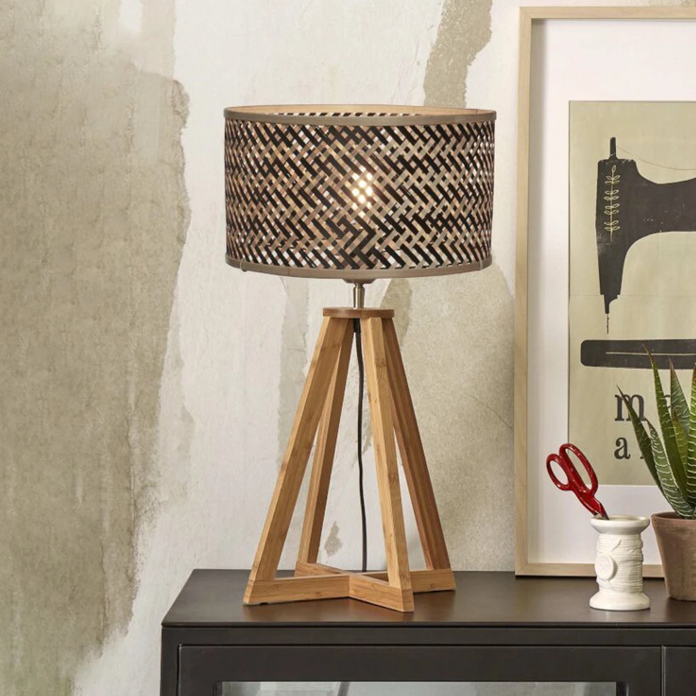 Éco-Énergétique GOOD & MOJO Java lampe table pyramide naturel/noir