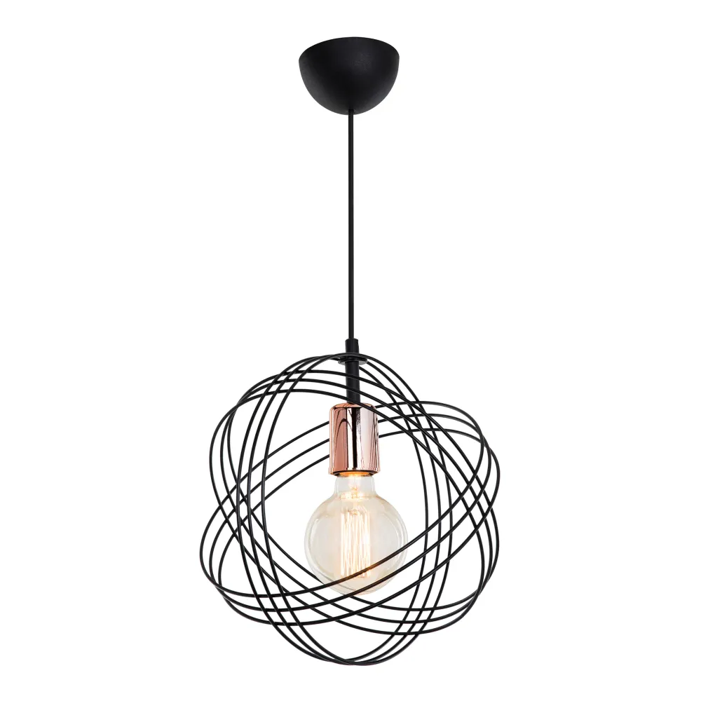 Éclairage LED Haute Luminosité Lustre lampe lumière suspendu suspension hove en métal 75 cm E27 noir / cuivre 03_0007510