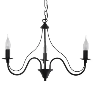 Lustre actuel en acier - 3 sources lumineuses - L.60 x H.80 cm - noir
