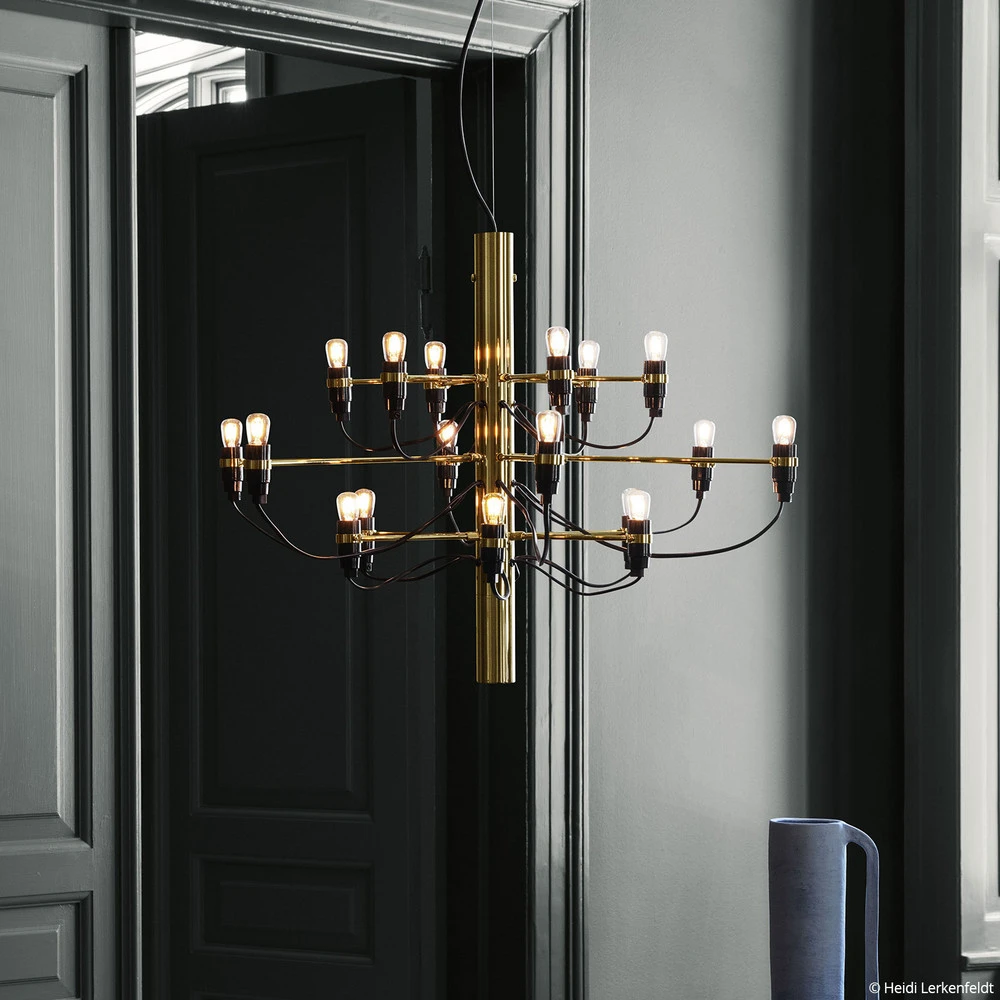 Lustre Cristal Premium FLOS 2097/18 Lustre LED, givré, laiton