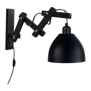 Applique abajour noiré, bois articulé 55cm.