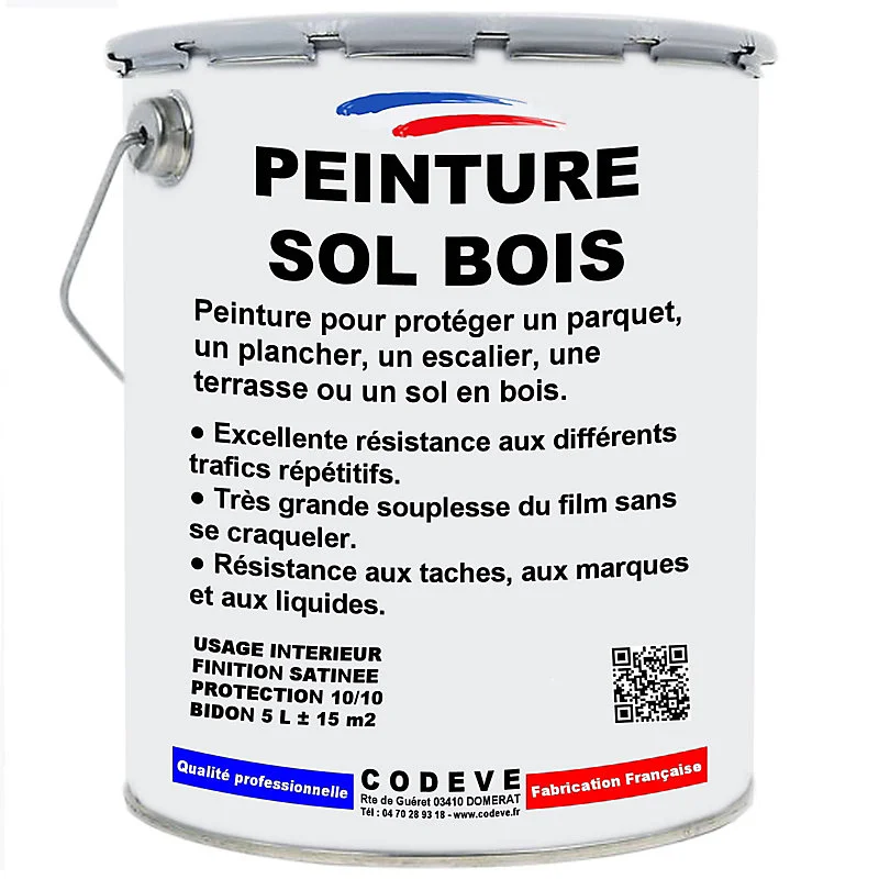 Peinture Sol Bois - 4x5 L - Codeve Bois - RAL 9017 - Noir signalisation