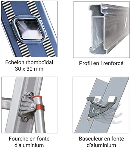 Échelle 2 plans - Gamme premium à corde - 4,43m/7,71m
