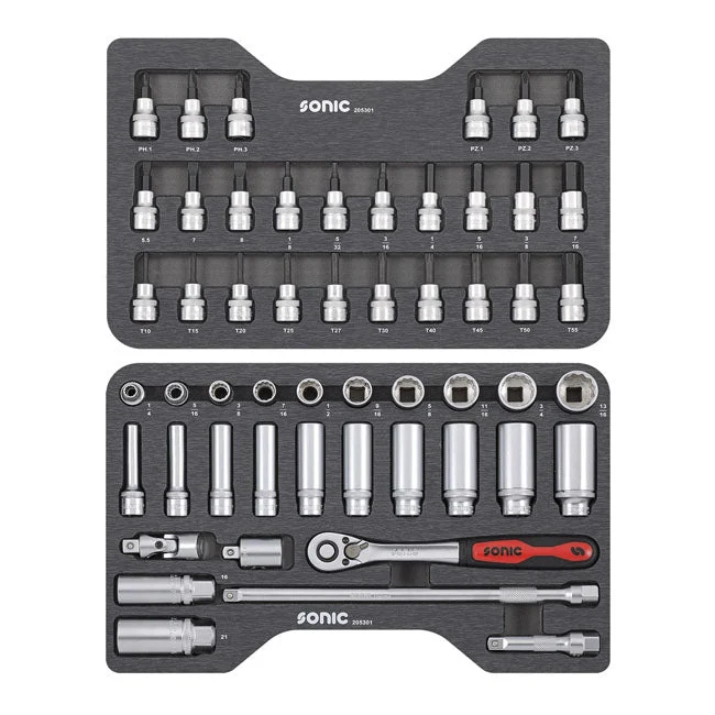 Douille combinée Sonic 3/8'' Drive 53-pcs Set US Sizes