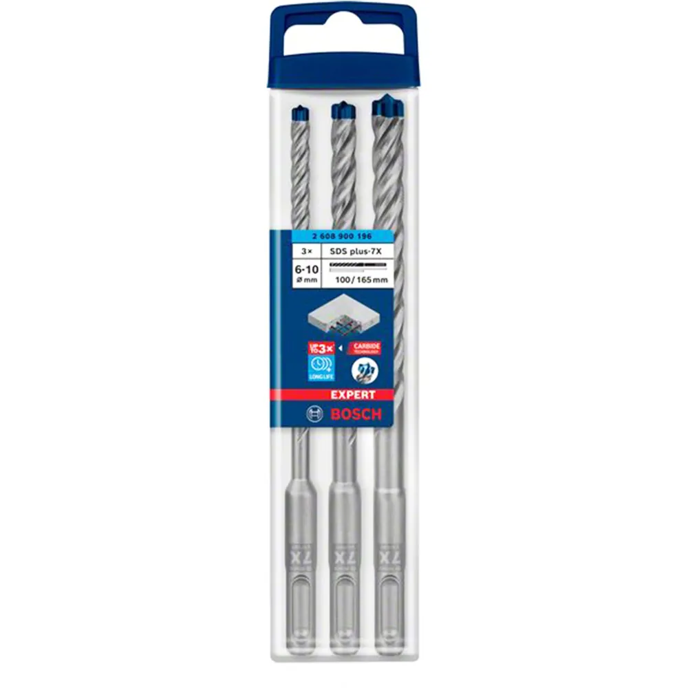Ensemble de conseils d'expert Bosch SDS Plus 7X 6/8/10 mm 3 pièces