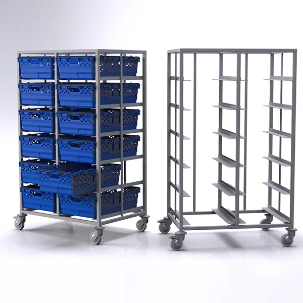 12 x Euro Trolley – Double Trolley 35L Bale Arm Crates (600x400x197mm)