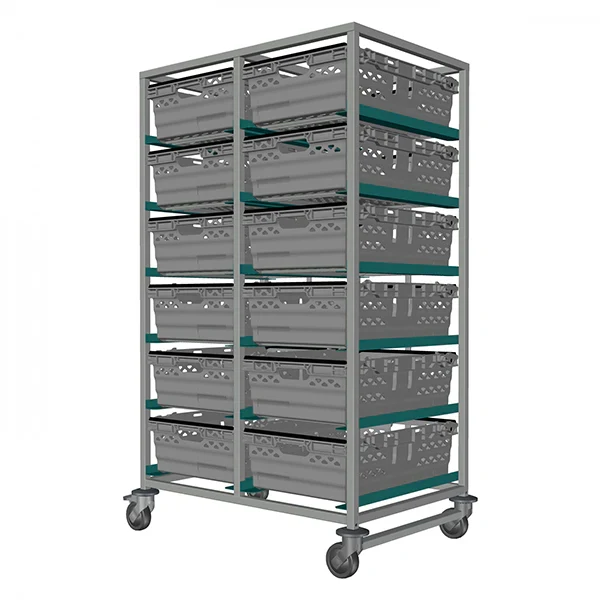 12 x Euro Trolley – Double Trolley 35L Bale Arm Crates (600x400x197mm)