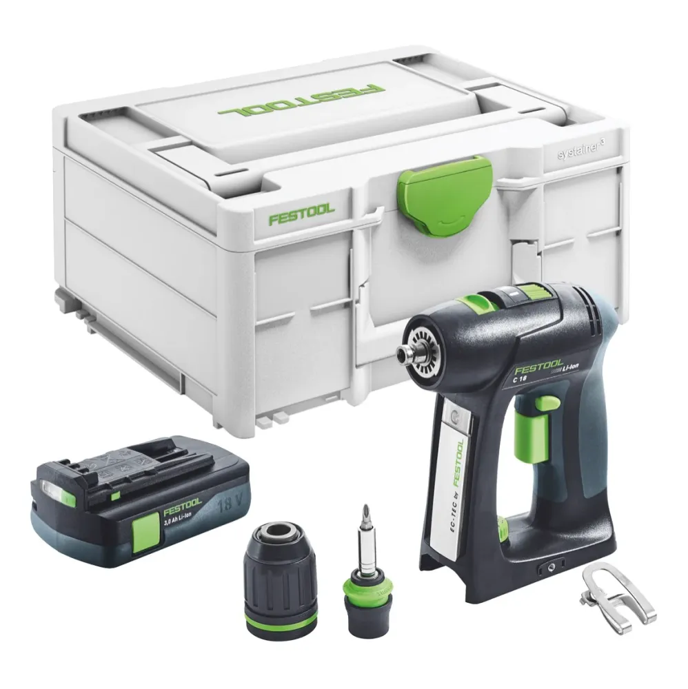 Festool C 18-Basic Perceuse-visseuse sans fil 18 V 45 Nm Brushless + 1x batterie 3,0 Ah + Systainer - sans chargeur