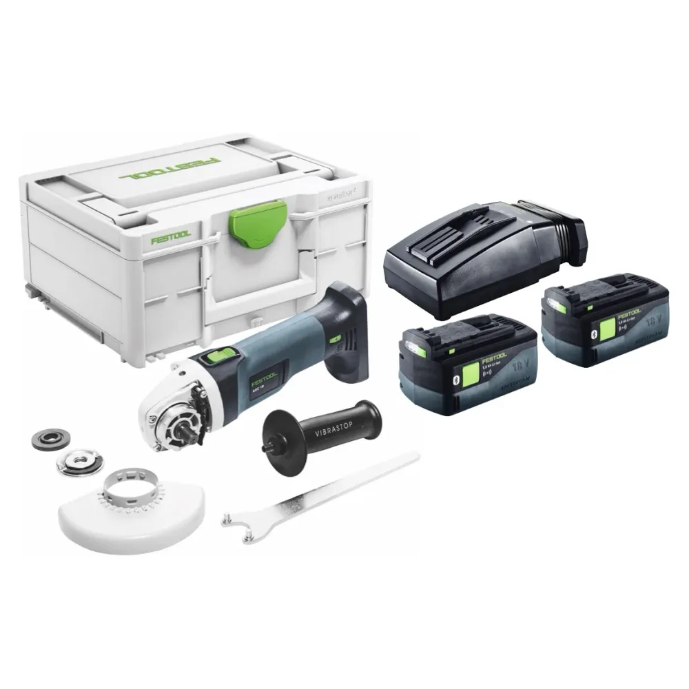 Festool AGC 18-125 5,0 EBI-Plus Meuleuse d'angle sans fil 18 V 125 mm Brushless ( 577700 ) + 2x batterie 5,0 Ah + chargeur...