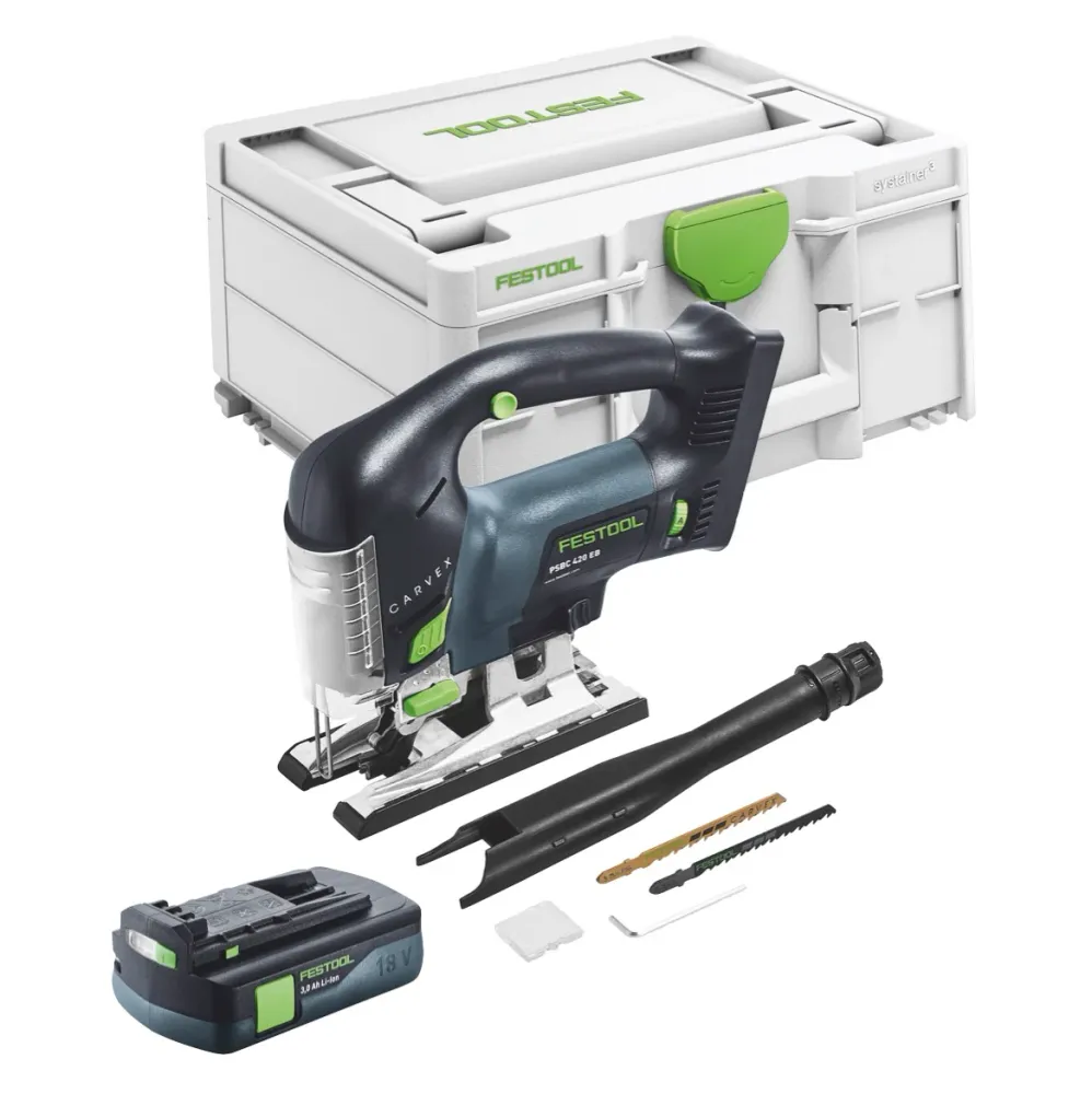 Festool CARVEX PSBC 420-Basic Scie sauteuse pendulaire sans fil 18 V 120 mm Brushless + 1x batterie 3,0 Ah + Systainer - s...
