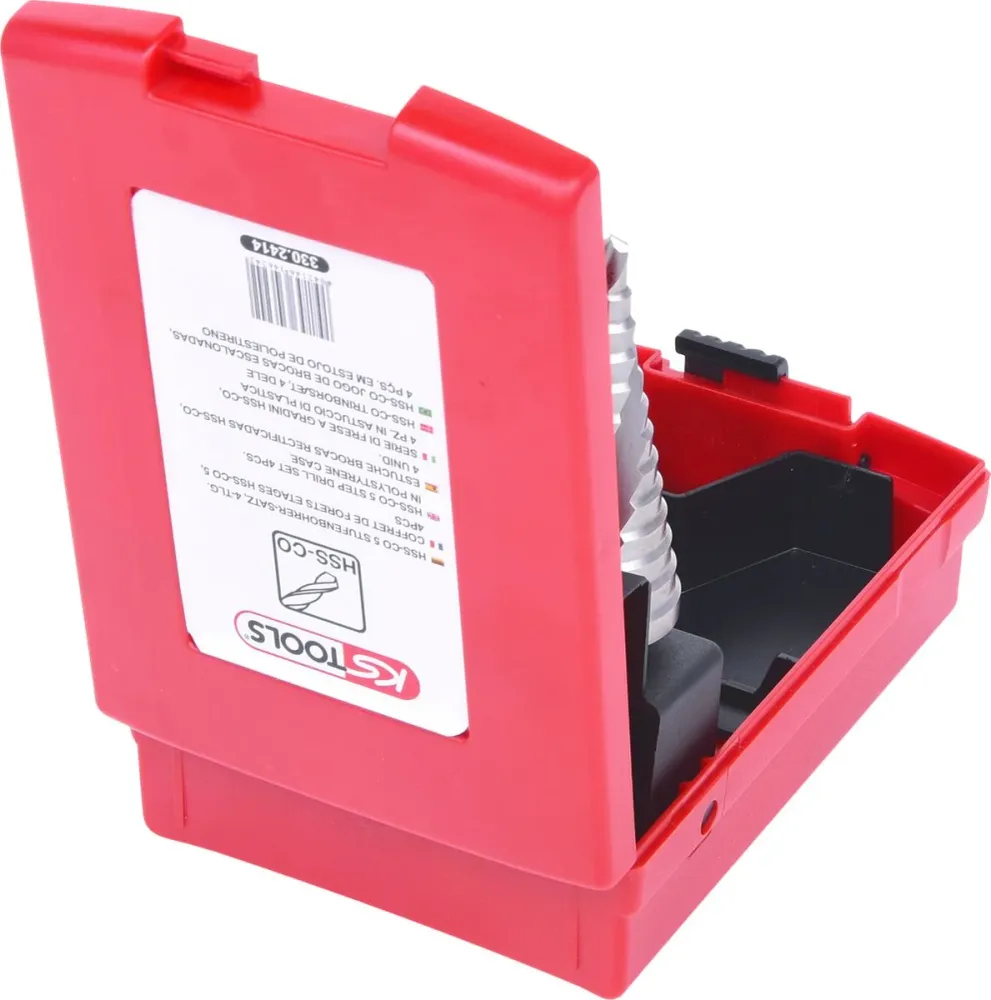 KS TOOLS Coffret de forets étagés HSS Co 5, en box PVC 3 pcs ( 330.2414 )
