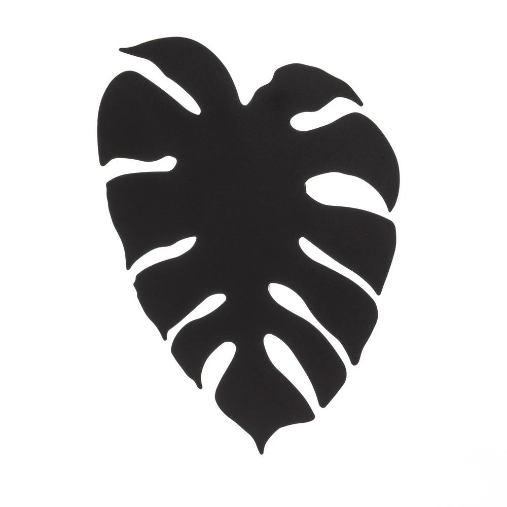 Applique murale Monstera, forme de feuille, 3 x G9, acier, noir pour pose facile