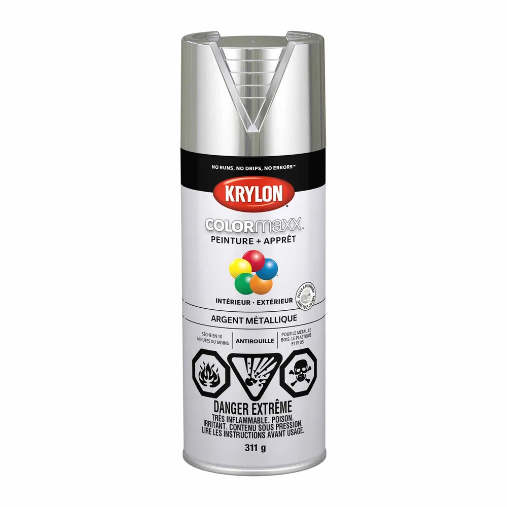 Antifongique et Antitaches Krylon érosol COLORMAXX peinture + apprêt argent métallique, 311 g