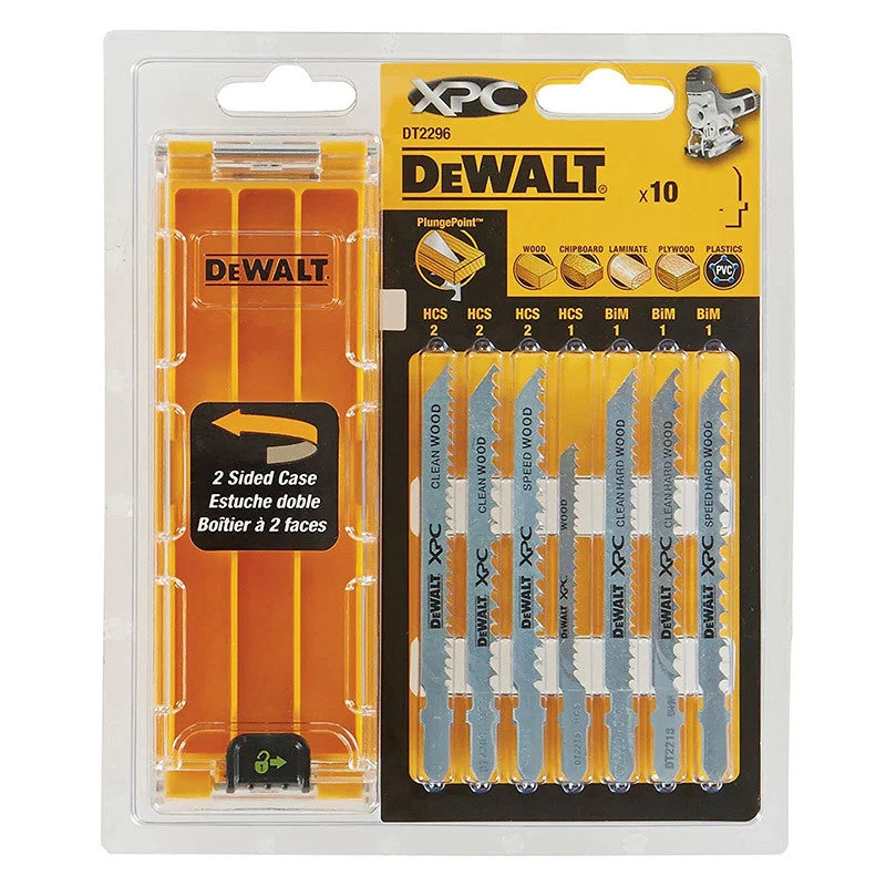 Coffret de 10 lames de scie sauteuse DEWALT DT2296-QZ XPC HCS BIM pour bois