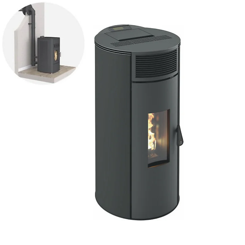 Pack Poêle à granules GIANNI 9 Etanche Kit Conduit Ventouse (sortie façade) Noir