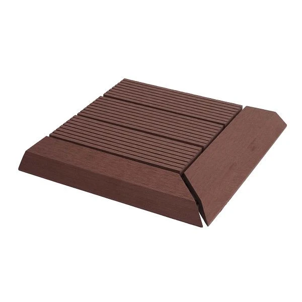 Mendler WPC carrelage de sol d'angle Rhône + finition terrasse aspect bois 30x30cm Privilégié coin droit linéaire...