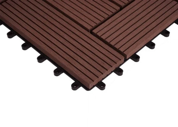 Mendler WPC carrelage de sol d'angle Rhône + finition terrasse aspect bois 30x30cm Privilégié angle décalé café 7...