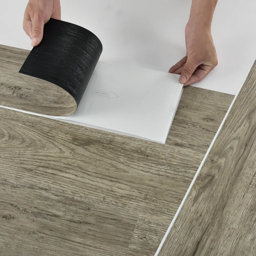 Revêtement de sol adhésif PVC vinyle 28 pièces 3,92 m² gris accent chêne grisé 03_0007222