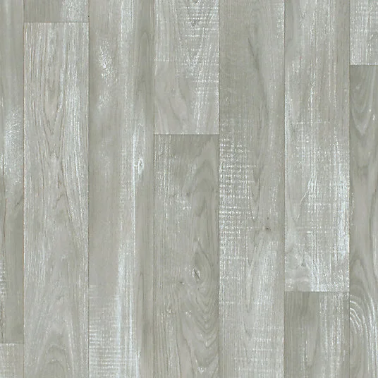 Sol Vinyle First - Imitation parquet gris évident - Effet argenté - Rouleau de 3m x 11m