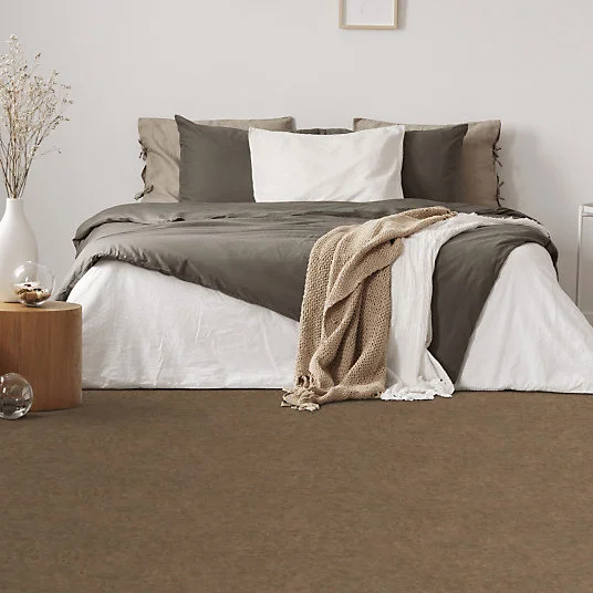 Sol Vinyle Textile - Noir jais Edition - Aspect béton ciré - Marron - Rouleau de 4m x 17m