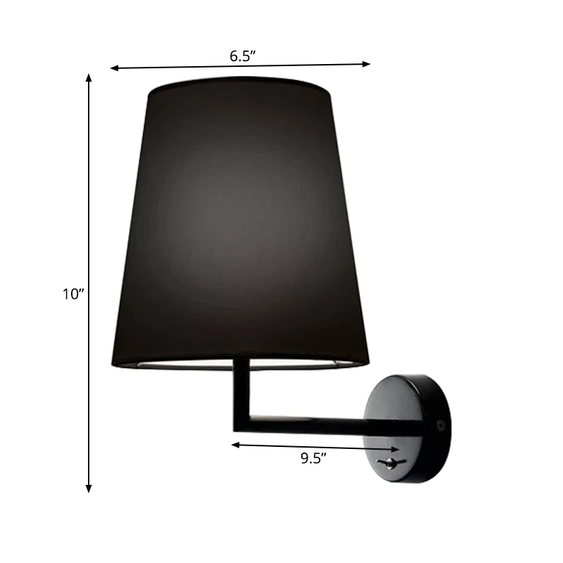 Applique murale LED en forme de cône, éclairage contemporain en tissu, noir/blanc, pour salon