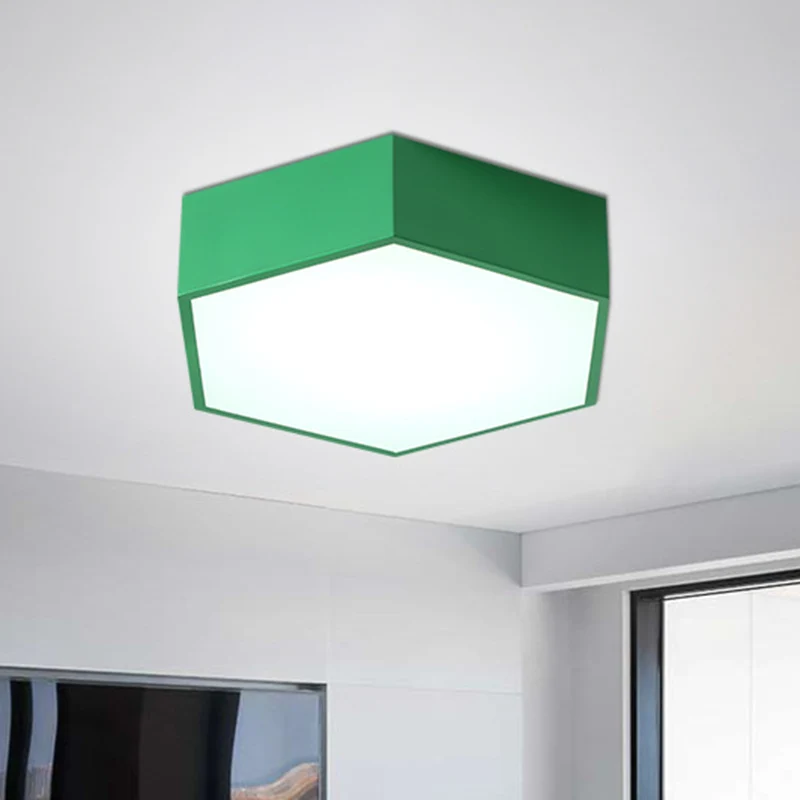 Éclairage LED encastré en forme d'hexagone, plafonnier acrylique minimaliste pour chambre d'enfant pour ambiance cosy