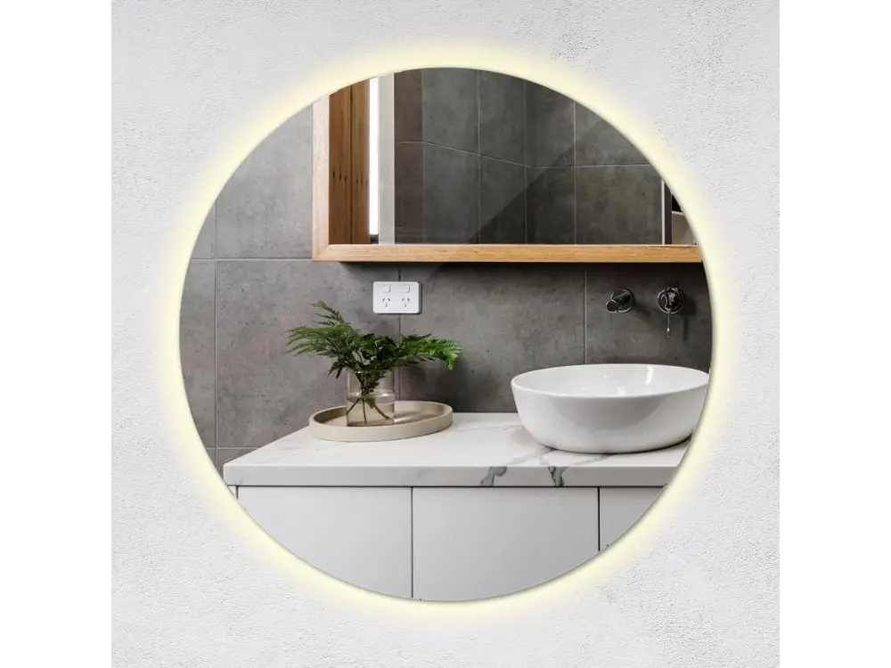 Miroir avec éclairage LED impeccable pour le salon Couleur chaude Ø90