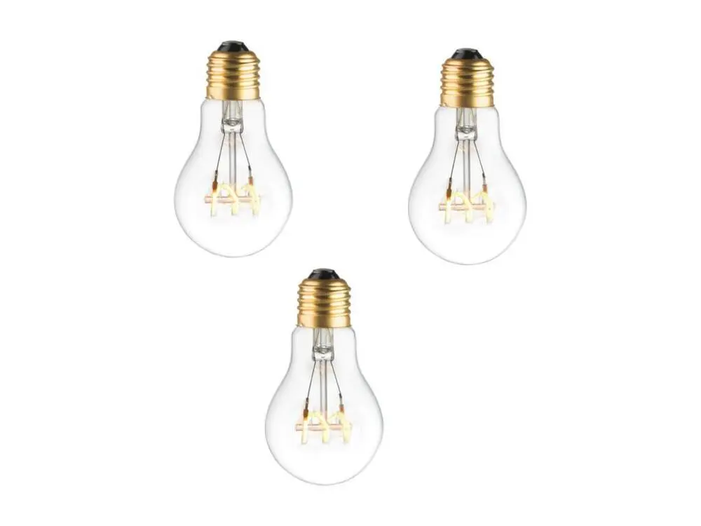 Pack 3 ampoules E27 LED déco blanc tempéré filament spirale