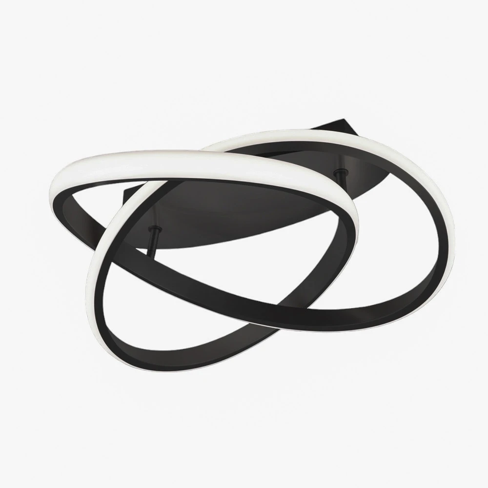 Plafonnier LED Course, noir mat, 3.000 K, Ø 45 cm avec effet scintillant