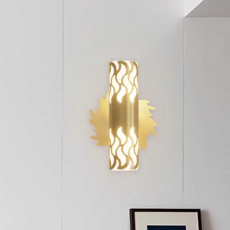 Wandleuchte aus metallischem Messing, röhrenförmige LED-Wandleuchte, kreative Wandleuchte für Schlafzimmer pour décoration...