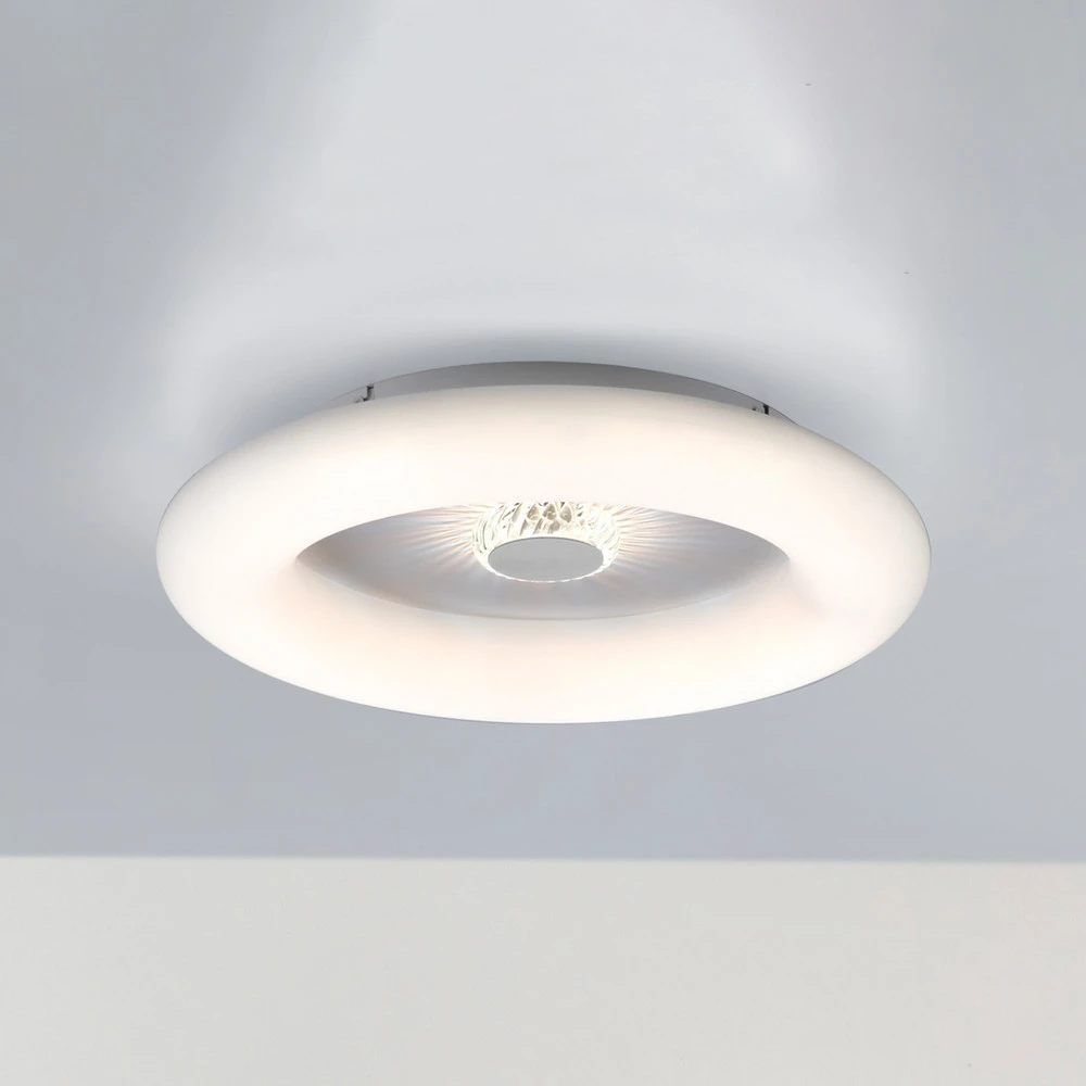 Abat-jour en tissu Plafonnier LED Vertigo, CCT, blanc, Ø 50 cm