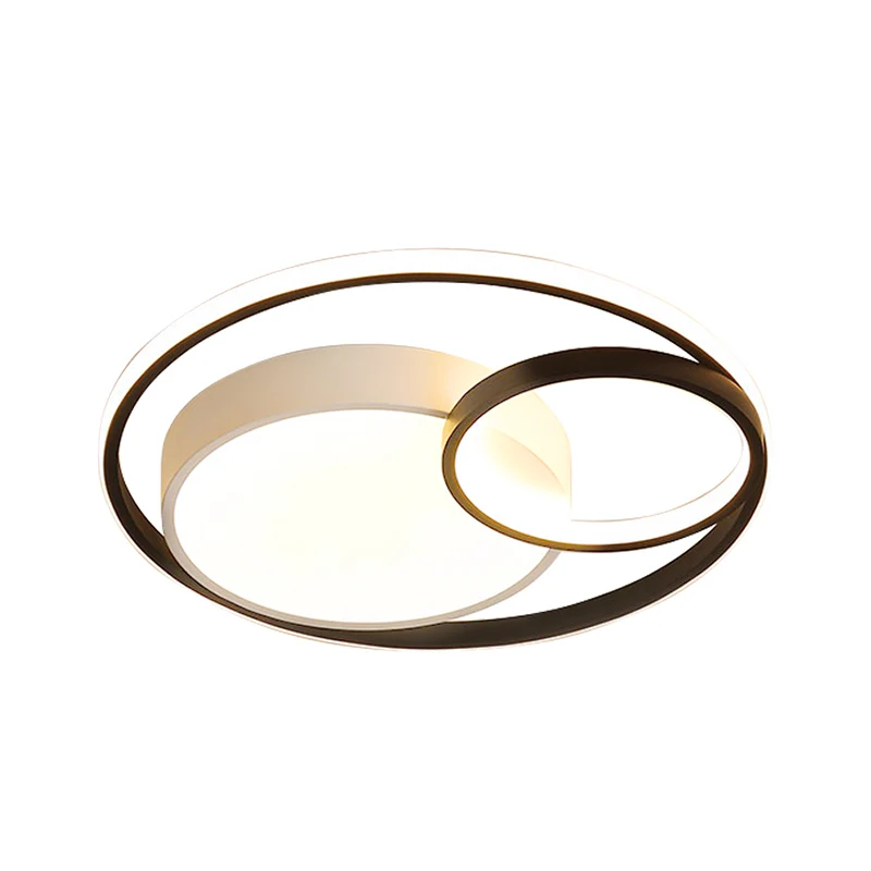 Plafonnier LED minimal de 16 / 19 / 23,5 po de diamètre, éclairage de plafond circulaire encastré noir/blanc avec abat-jou...