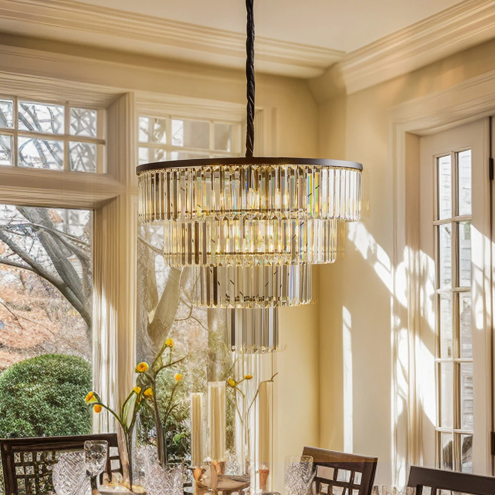 Éclairage LED Haute Luminosité Suspension Cristal, transparent/noir, Ø 71 cm