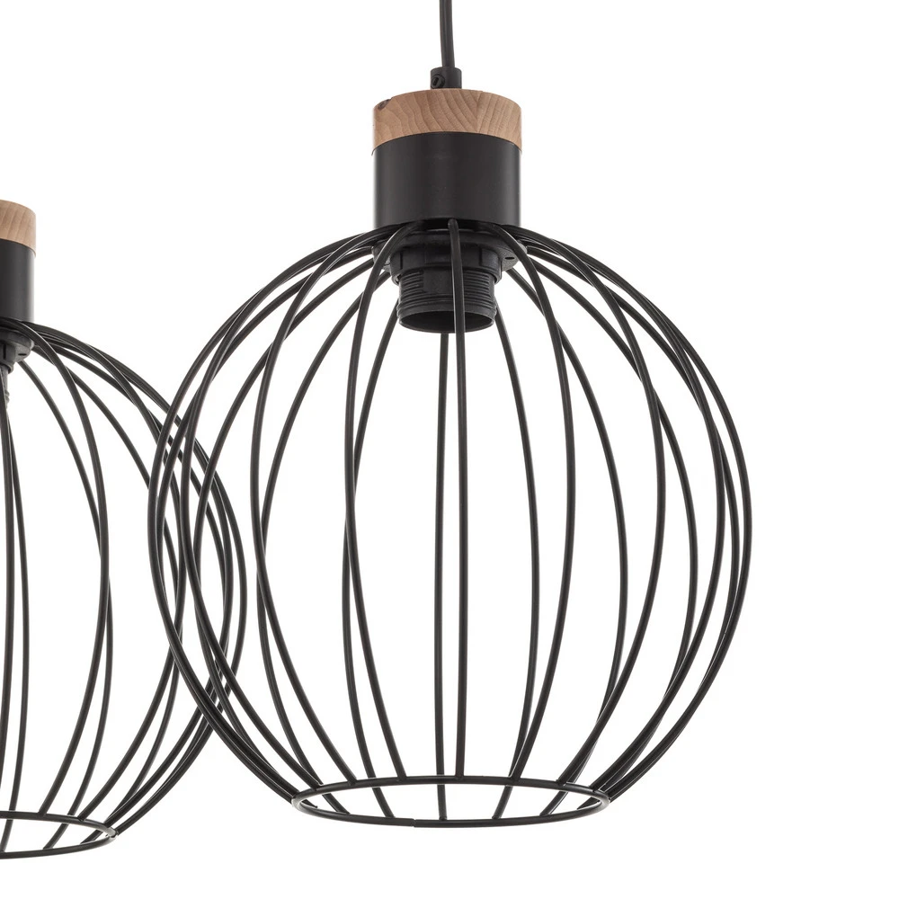 Luminaire de plafond à diffusion uniforme Suspension Barbado, à 3 lampes, noire