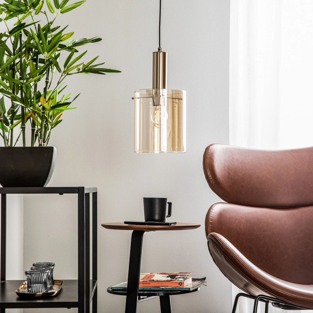 Suspension Calena, une lampe, dorée Design minimaliste