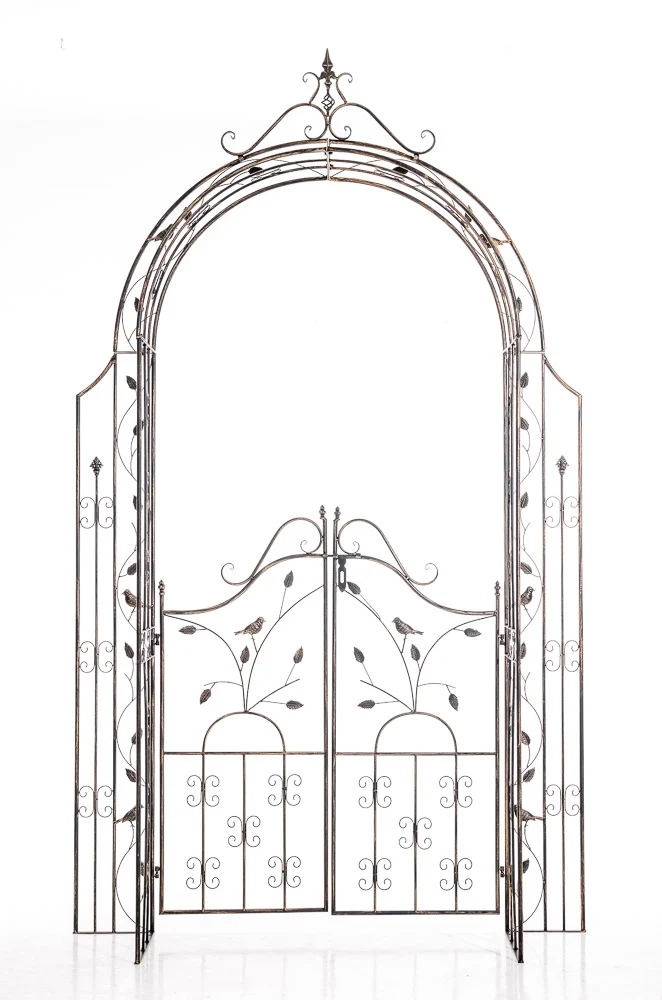 Arche de jardin en fer cuivré foncé avec portail – Arche à rosiers décorative treillis pour plantes grimpantes fixation au...
