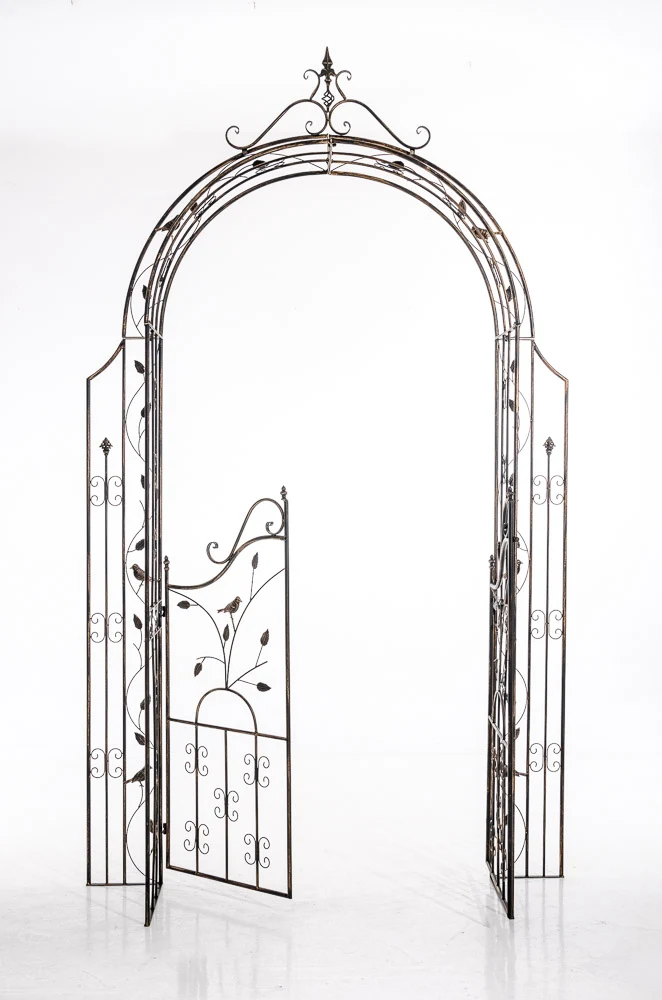 Arche de jardin en fer cuivré foncé avec portail – Arche à rosiers décorative treillis pour plantes grimpantes fixation au...