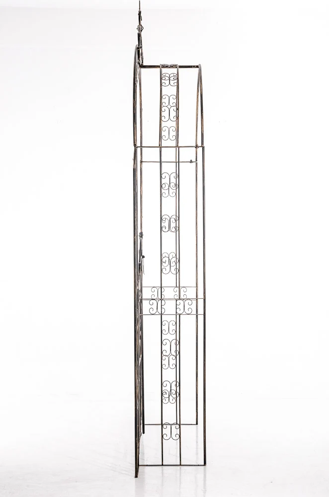 Arche de jardin en fer cuivré foncé avec portail – Arche à rosiers décorative treillis pour plantes grimpantes fixation au...