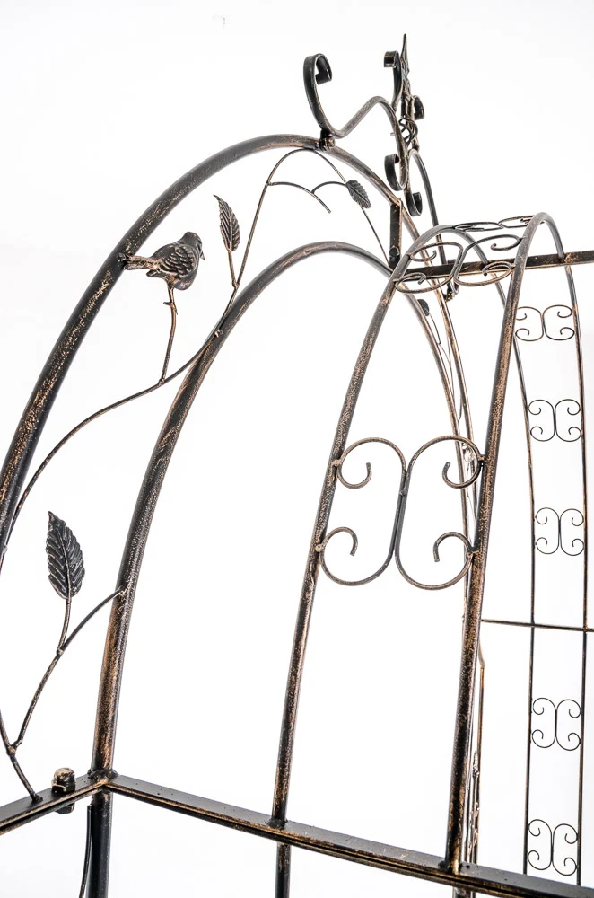 Arche de jardin en fer cuivré foncé avec portail – Arche à rosiers décorative treillis pour plantes grimpantes fixation au...